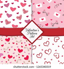 Set of Beautiful seamless Vector Patterns for Valentine's Day