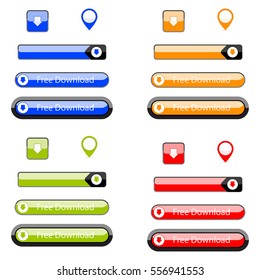 Set of beautiful shiny buttons for web site. Vector illustration