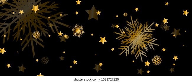Set of beautiful shiny complex Christmas snowflakes made of sparkles in golden colors