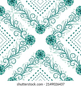 A set of beautiful and simple geometrical blossoms in full color. A seamless surface pattern design using floral things as the main elements.