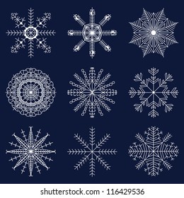 Set of beautiful snowflakes for Christmas. Vector illustration for winter design