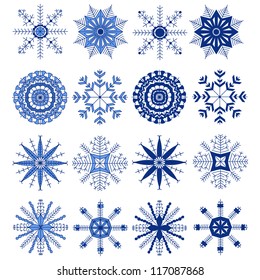 Set of beautiful snowflakes for Christmas. Vector illustration for winter design