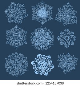 set of beautiful snowflakes vector