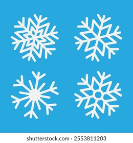 set of beautiful snowflakes Vector Design on Blue Background