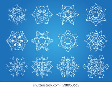Set of  beautiful snowflakes. Vector snowflake. 
