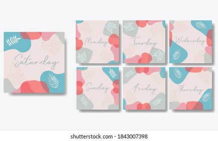 Set of beautiful social media template name of the day