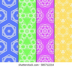 set of beautiful spring floral ornament. seamless pattern. vector illustration. for design, wallpaper, invitation