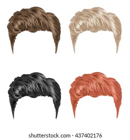  set of beautiful stylish short hair for women and men in brunette,blond,black and ginger colors,vector