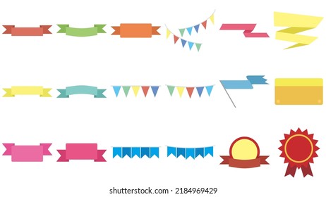 set beautiful tag ribbon pack on soft color design can be use to be background name tag. vector illustration