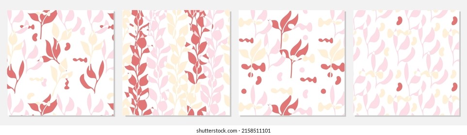 Set of beautiful trendy seamless floral patterns.