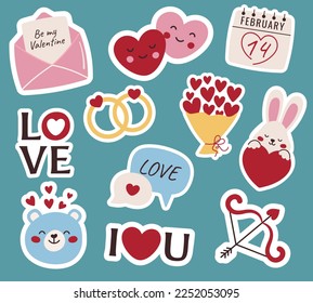 Cute Valentines Day Stickers - Love Sticke Graphic by Happy