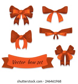 Set of beautiful vector bows and ribbon