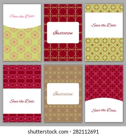 Set of beautiful vector card templates.Perfect for Save the Date,wedding, baby shower, birthday, bridal party and other invitations