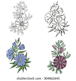 set of beautiful vector of flowers design