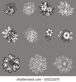 set of beautiful vector of flowers design