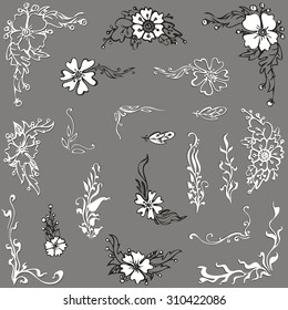 set of beautiful vector of flowers design