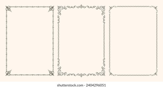 A set of beautiful vector frames with swirls. Vintage frames for certificate, wedding invitation, letterhead, menu.