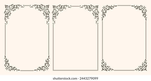 A set of beautiful vector frames with swirls. Vintage frames for certificate, wedding invitation, letterhead, menu.