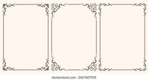 A set of beautiful vector frames with swirls. Vintage frames for certificate, wedding invitation, letterhead, menu.