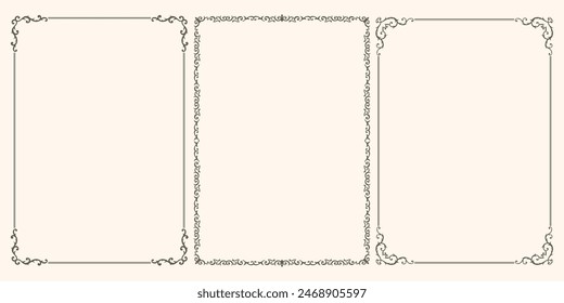 A set of beautiful vector frames with swirls. Vintage frames for certificate, wedding invitation, letterhead, menu.