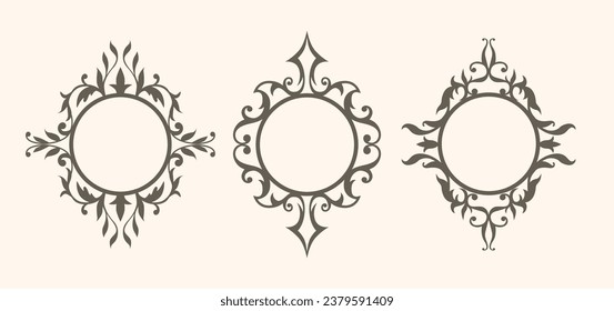 A set of beautiful vector round frames with swirls	 Round frames for wedding invitations, for monograms.