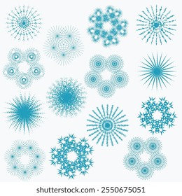 Set of beautiful vector snowflakes. Decoration for winter drawings.