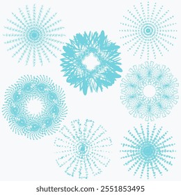 Set of beautiful vector snowflakes. Decoration for winter drawings.