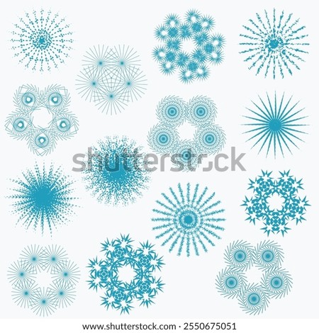 Set of beautiful vector snowflakes. Decoration for winter drawings.