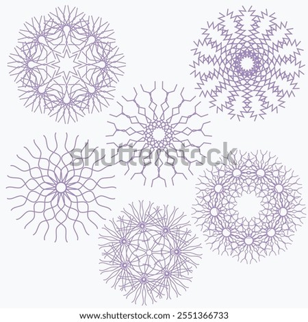 Set of beautiful vector snowflakes. Decoration for winter drawings.