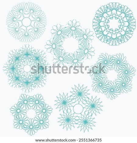 Set of beautiful vector snowflakes. Decoration for winter drawings.