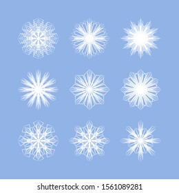 set of beautiful vector symmetrical snowflakes for your winter design; weather icons