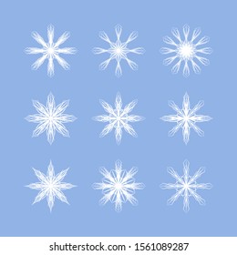 set of beautiful vector symmetrical snowflakes for your winter design; weather icons