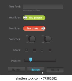Set of beautiful vector web elements. Dark version.