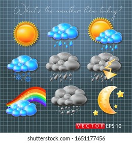 Set of beautiful weather icons vector illustration. EPS 10