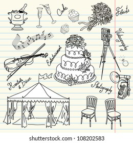 Set Of Beautiful Wedding Doodles. Everything That You Need For A Wedding Organizer