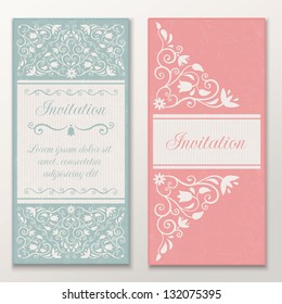 Set Of Beautiful Wedding Invitations. Vector Illustration EPS 10