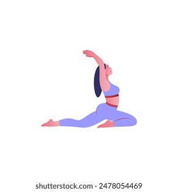 set of beautiful woman yoga poses vector purple elastic illustration