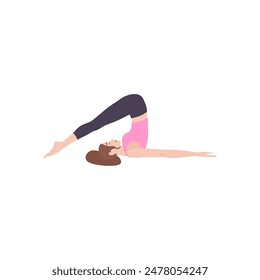 set of beautiful women's yoga poses vector pink elastic woman