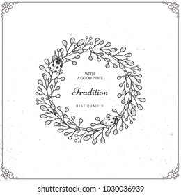 Set of beautiful wreath isolated on white background. Vector template with flourishes ornament elements.