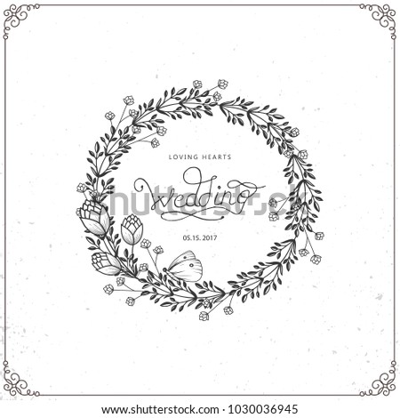 Set of beautiful wreath isolated on white background. Vector template with flourishes ornament elements.