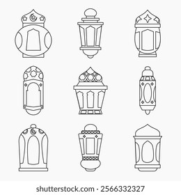 A set of beautifully illustrated decorative lanterns, ideal for artistic projects and ramadhan events.
