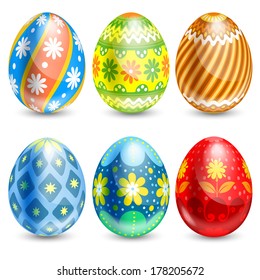 Set of beautifully painted Easter eggs