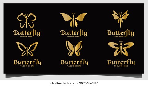 set beauty Butterfly logo design inspiration - Vector