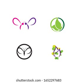 Set Beauty Butterfly Vektorillustration Icon Design