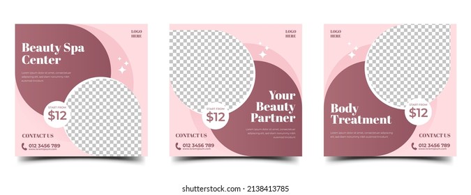 Set of Beauty Care promotional social media post template design