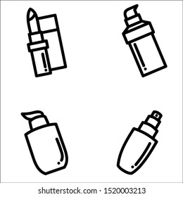 Set of Beauty and Cosmetic Vector Line Icons. 