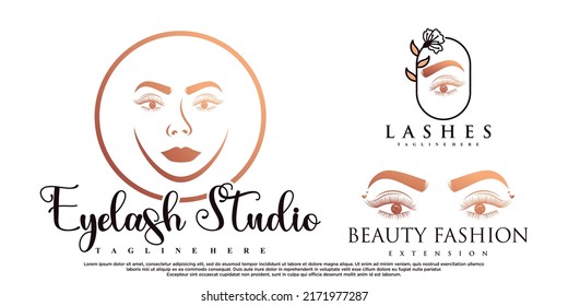 Set Beauty Eyelash Extension Logo Design Stock Vector (royalty Free 