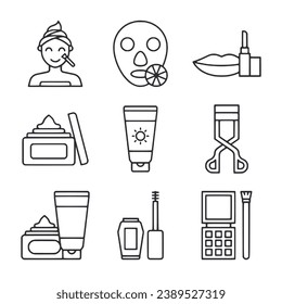 set of beauty icons isolated on white