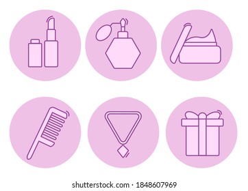 Set of beauty icons.  It is well suited for bloggers, cosmetics ad design and also for, stylists or beauty salons.