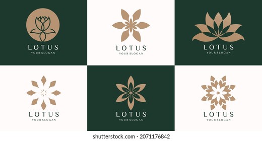 set of beauty Lotus flowers Logo vector design